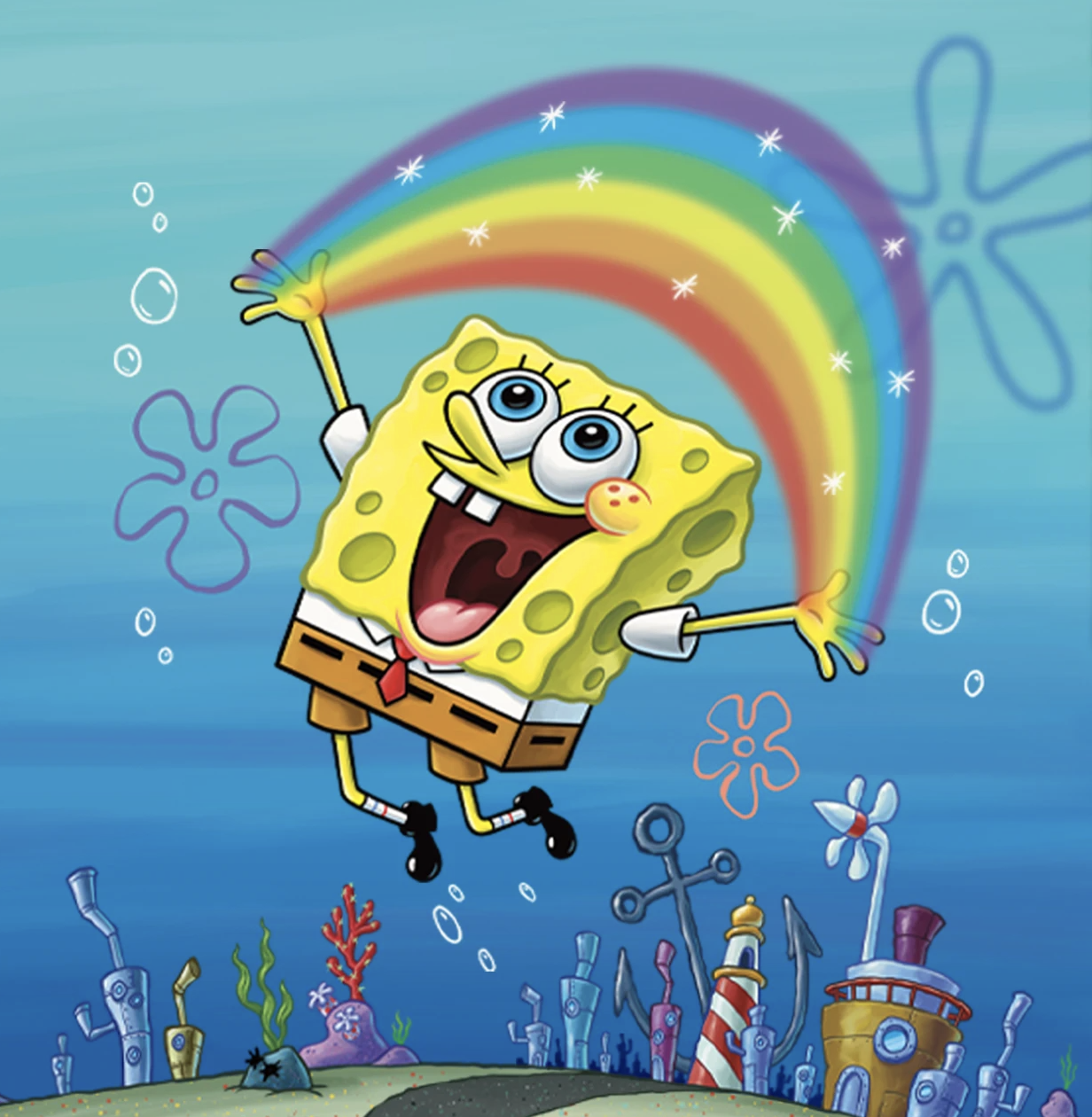 SpongeBob SquarePants smiling and waving